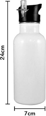 Koupakoupa Kids Stainless Steel Water Bottle with Straw White 600ml