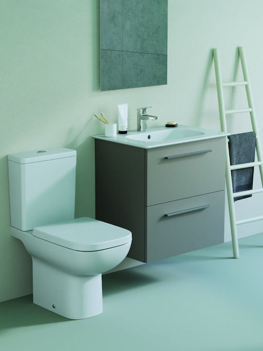 Ideal Standard I.Life A Set Stehende Toilette Randlos mit Spülung mit Deckel Sanftes Schließen Weiße