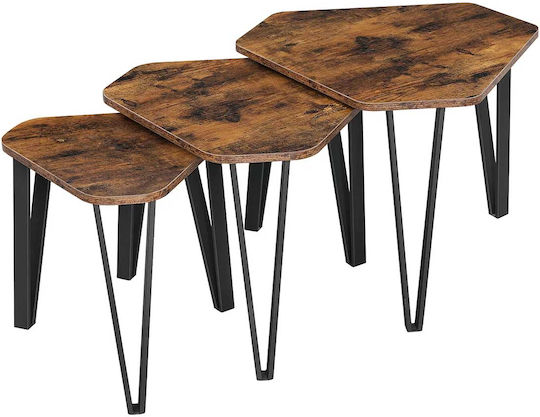 Set Zigon Rectangular Din Lemn Maro 3 Buc M58.7xL51.9xÎ45.5cm