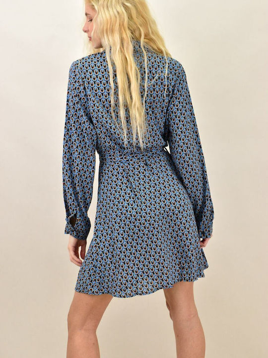 Sommer Mini Hemdkleid Blau
