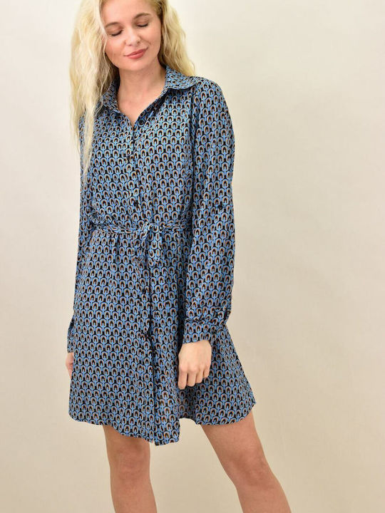 Sommer Mini Hemdkleid Blau