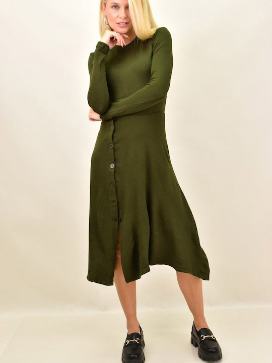 Midi Shirt Dress Khaki
