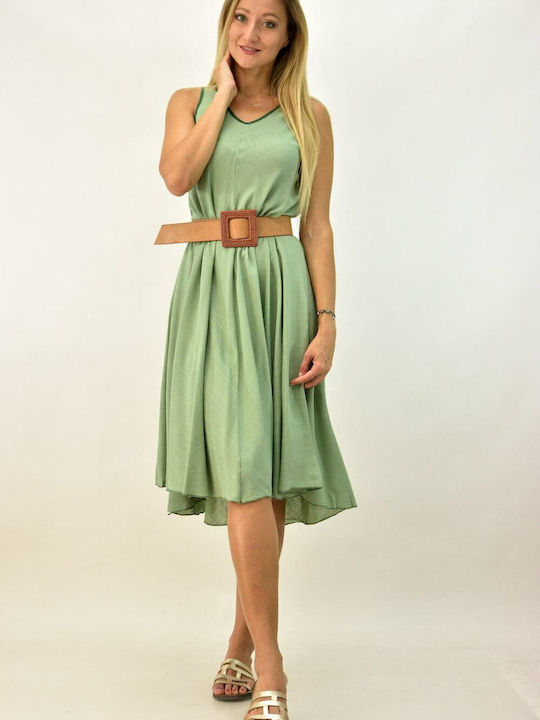 Potre Summer Midi Dress Green