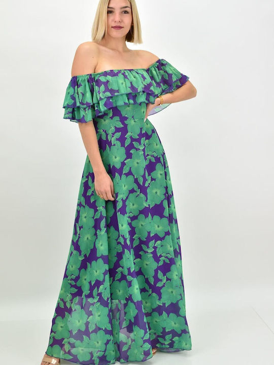 Potre Summer Maxi Dress for Wedding / Baptism Strapless Green