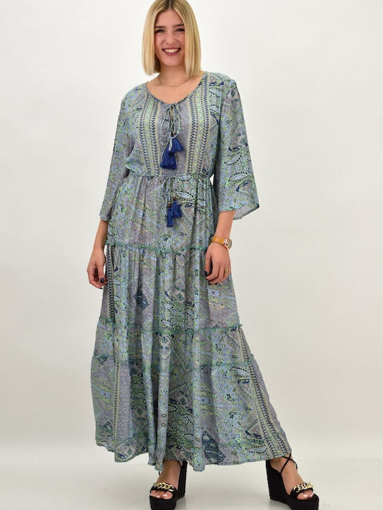 Summer Maxi Dress with Ruffles Green