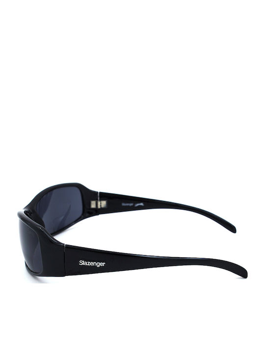 Slazenger Memphis Herren Sonnenbrille mit Schwarz Kunststoff Gestell und Schwarz Linse