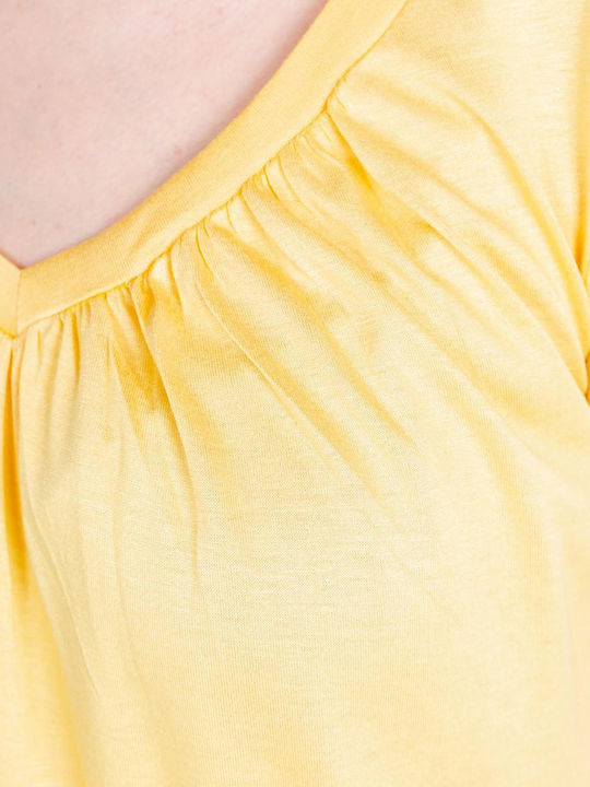 Vero Moda Damen Bluse Kurzärmelig mit V-Ausschnitt Golden Cream