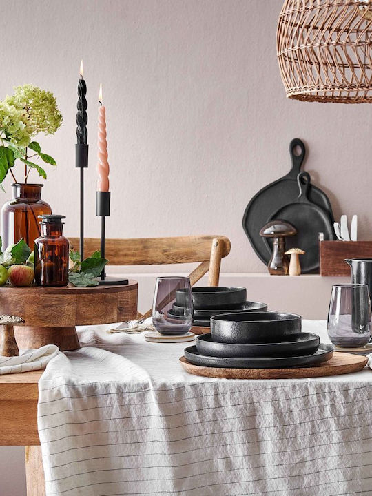 Butlers Casa Nova Teller Suppe Keramik Schwarz mit Durchmesser 22.5cm