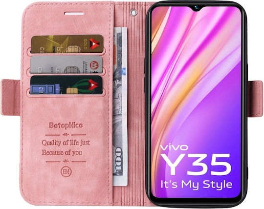Leather Wallet Synthetic Leather Pink (Vivo Y22S / Y35)