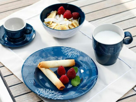 Marine Business Living Desert Plate Made of Blue Melamine 20cm 6 Pieces