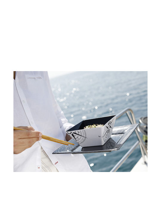 Marine Business Lombok Serving Plate Shallow Square Made of Melamine Black 25x25cm 6 Pieces