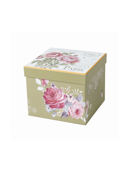 Karvounis Floral Paris Roses Becher aus Porzellan mit Deckel Weiß