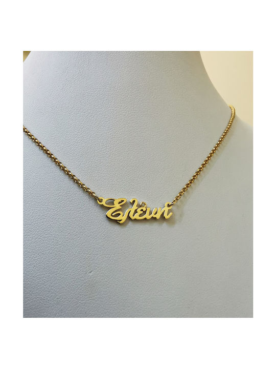 Necklace with the name Helen with white stone in tone, gold plated silver 925