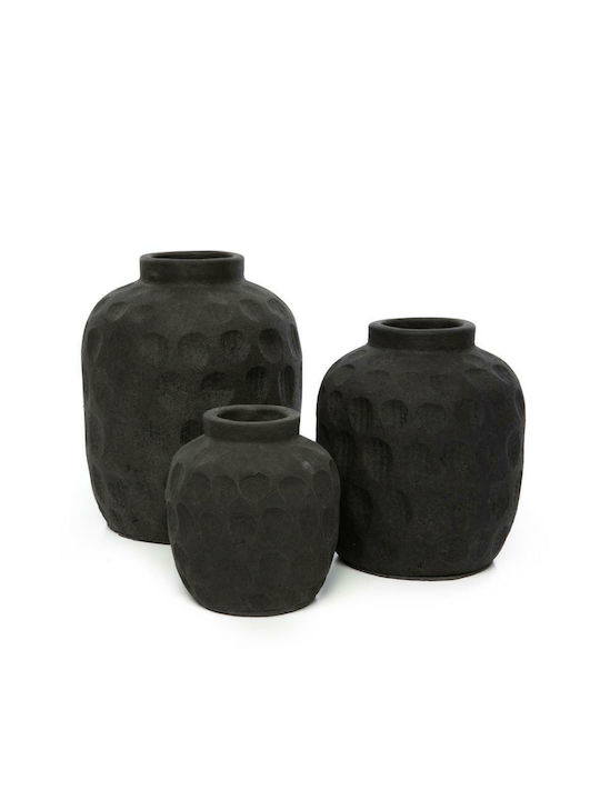 Bazar Bizar Διακοσμητικό Βάζο Πήλινο Μαύρο Φ13xΥ14cm