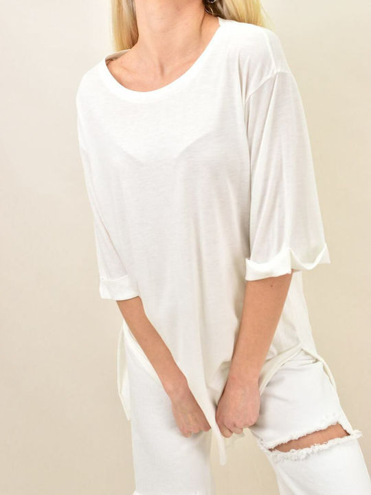 Damen Sommer Bluse Kurzärmelig Weiß