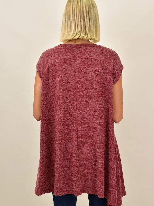 Women's Tunic Dress Sleeveless Burgundy