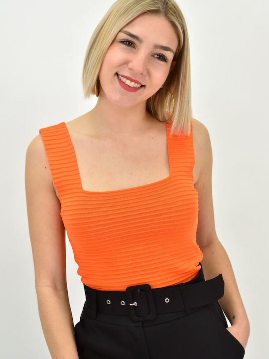 Potre Damen Sommer Bluse Ärmellos Orange