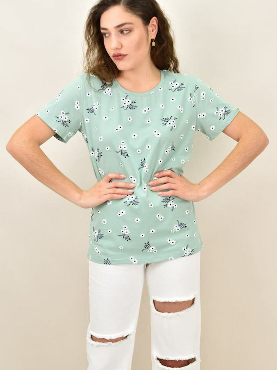 Potre Femeie Tricou Floral Verde