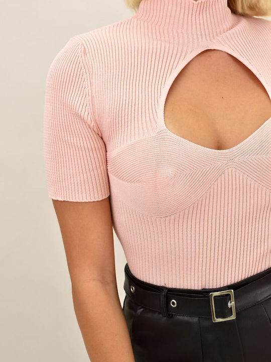 Potre Damen Bluse Kurzärmelig Rosa