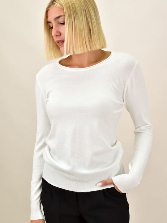 Potre Damen Langarm Pullover Weiß