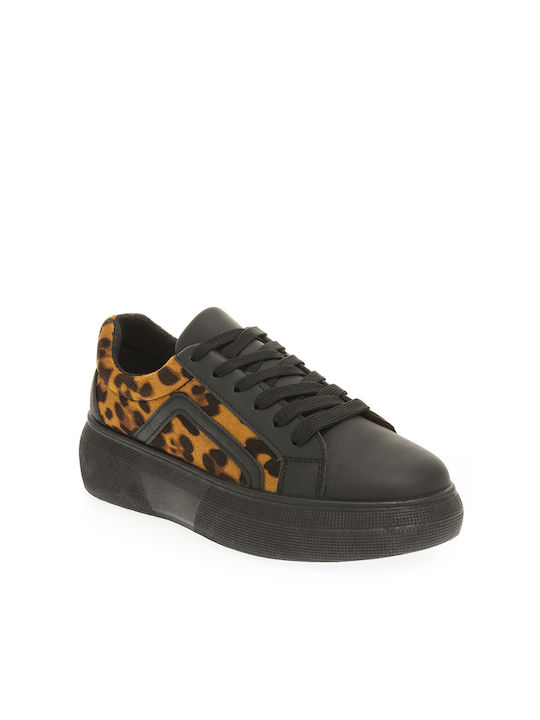 Fshoes Femei Flatforms Sneakers Negre