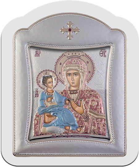 Slevori Heiligenikone Panagia Tricherousa Metall 10,3x12,9cm