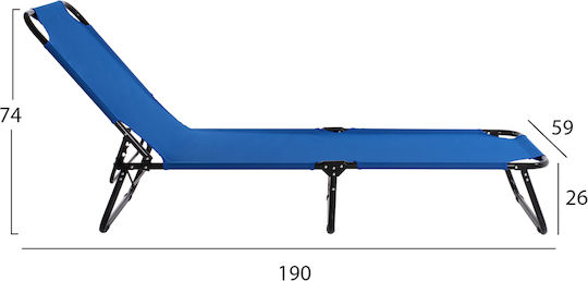 HomeMarkt Metallic Lounger Foldable Metallic Beach Sunbed Blue 186x59x27.5cm