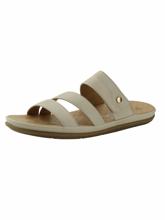 Aerostep Leather Women's Flat Sandals Anatomic in Beige Color