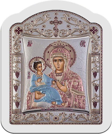 Slevori Heiligenikone Maria Tricherousa Silber 10.3x12.9cm