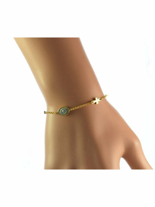 Paraxenies Damen Armband Kette mit Design Auge aus Silber Vergoldet mit Zirkon