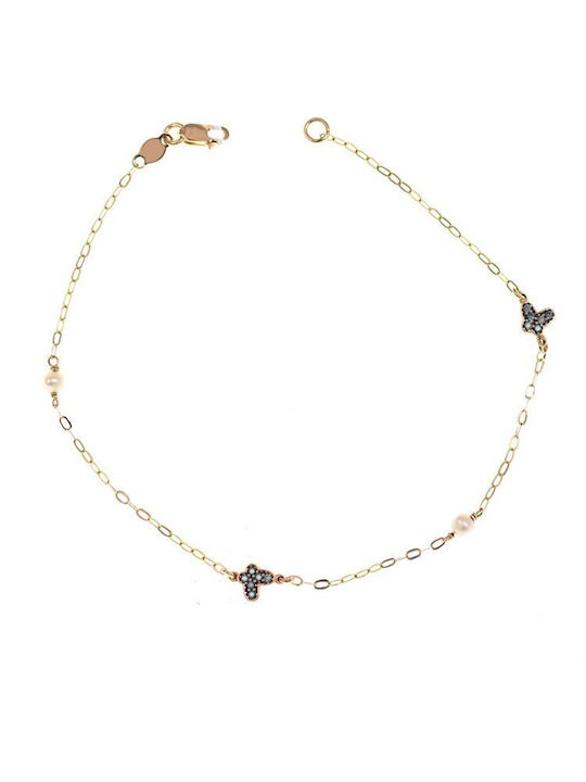 Paraxenies Damen Armband Kette aus Gold 14K mit Zirkon