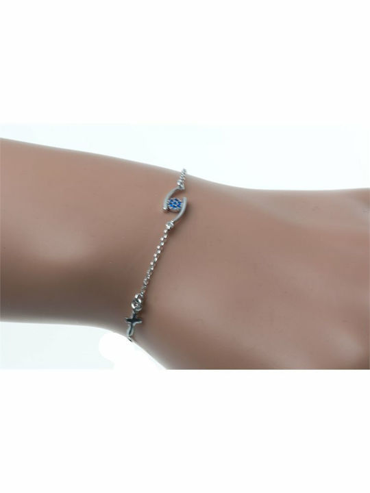 Paraxenies Damen Armband Kette mit Design Auge aus Silber Vergoldet