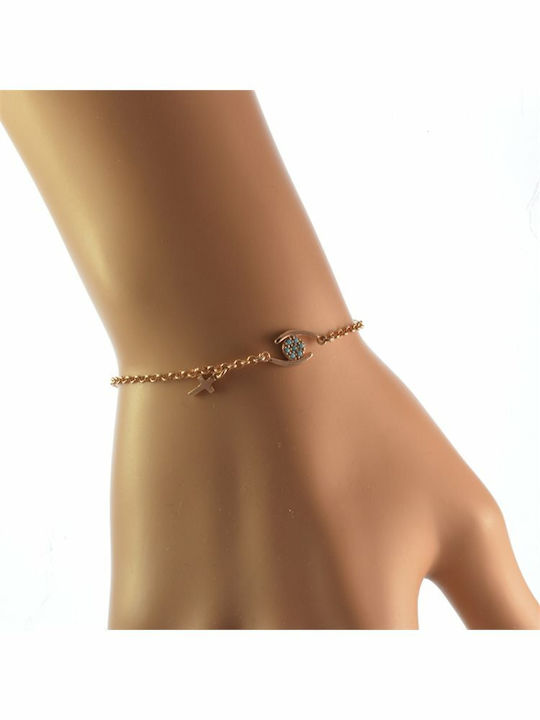 Paraxenies Damen Armband Kette mit Design Auge aus Silber Vergoldet