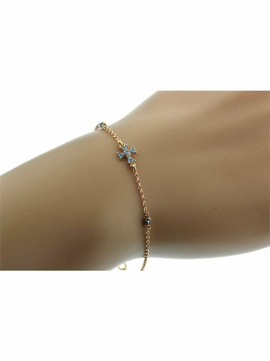 Paraxenies Bracelet Chain with Cross design made of Silver Gold Plated with Zircon