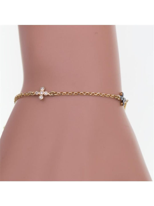 Paraxenies Bracelet with Cross design made of Silver Gold Plated with Zircon