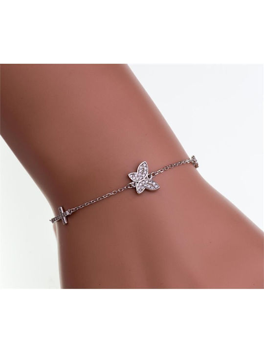 Paraxenies Bracelet with Cross design made of Silver with Zircon