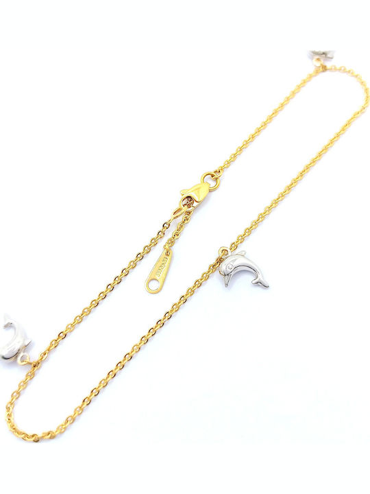 PS Silver Gold 14K Anklet Chain 22.8cm