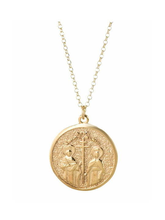 Paraxenies Necklace Constantine Talisman from Gold Plated Silver with Zircon