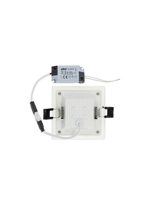 Vito Platz Metallisch Einbau Spot mit integriertem LED und Kaltweißes Licht Weiß 10x10cm. 1Stück