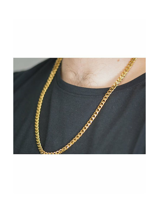 Paraxenies Men's Gold Plated Stainless Steel Neck Thin Chain Yellow 60cm