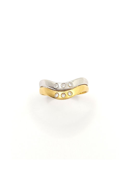 PS Silver Damen Ring mit Zirkonia aus Weißgold 14K