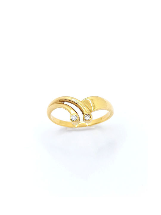 PS Silver Damen Ring mit Zirkonia aus Gold 14K