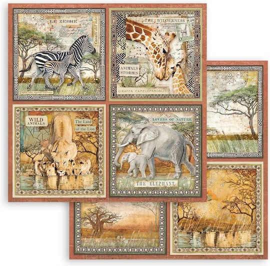 Stamperia Savana Scrapbooking Beidseitig 190gr/m² 10 Blätter 10Stück SBBL103
