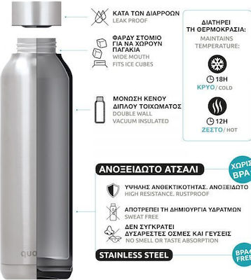 Quokka Glass Thermos Stainless Steel BPA Free Blue 400ml with Mouthpiece