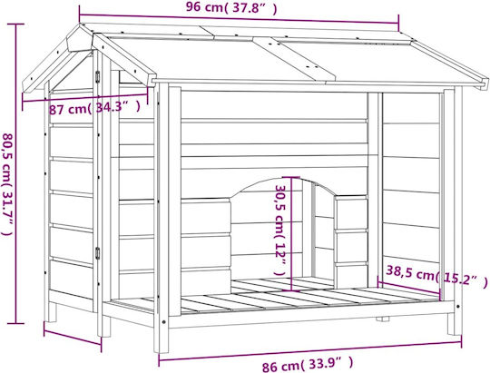 vidaXL Къщичка за Куче Дървени За Външно Ползване Кафяв 96x87x80.5см