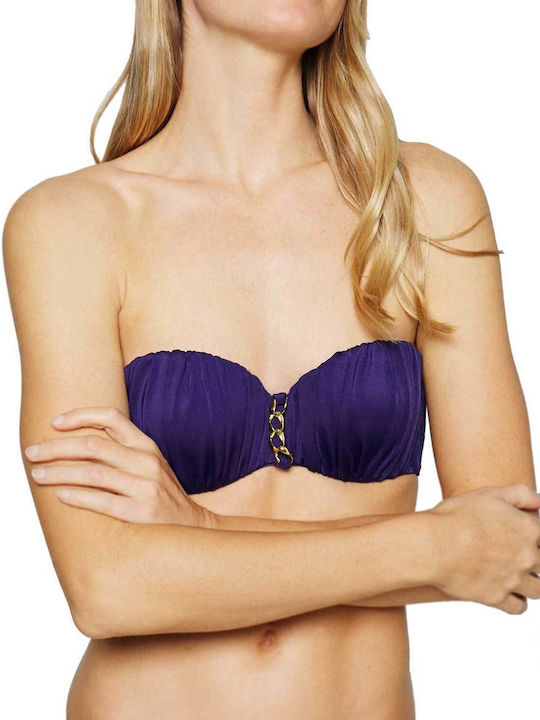 Fără bretele Top bikini Albastru