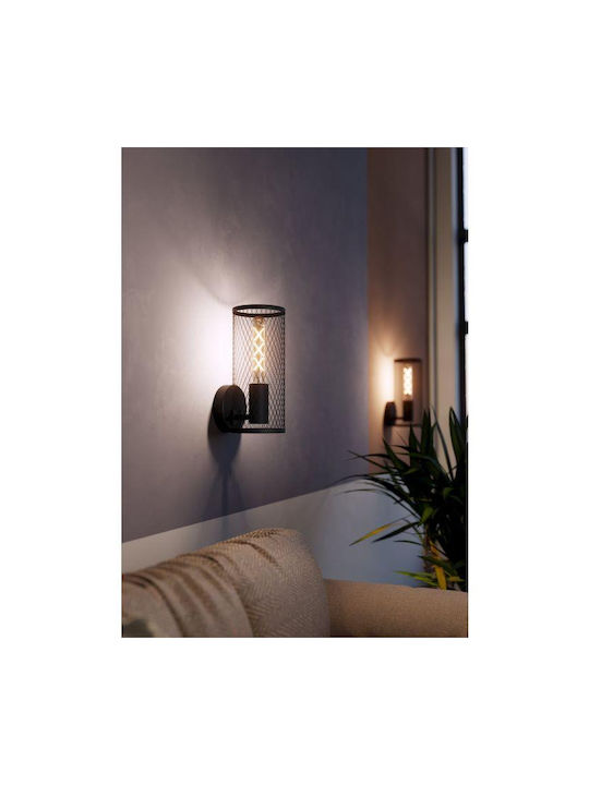 Eglo Modern Lamp Wall with Socket E27 Black 12x12x12cm