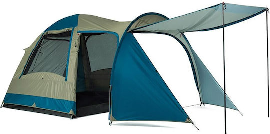 OZtrail Tasman 4V Plus Dome Camping Tent Tunnel Blue With Double Cloth 3 Seasons For 4 People 450x220x180cm
