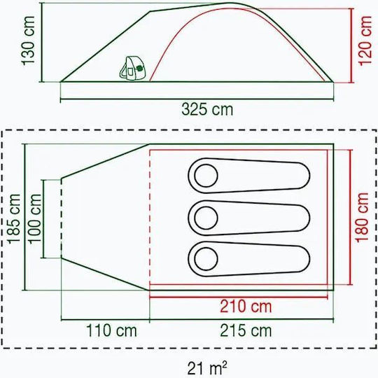 Coleman Darwin 3 Plus Camping Tent Tunnel Mountaineering Grey With Double Cloth 4 Seasons For 3 People Waterproof 3000mm 320x180x130cm