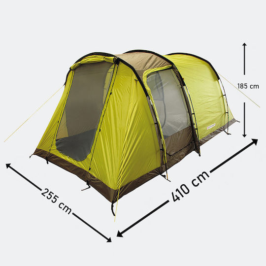 Grasshoppers Σκηνή Camping Τούνελ Κίτρινη με Διπλό Πανί 3 Εποχών για 8 Άτομα 410x255x185εκ.